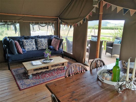 safari tent sitting room
